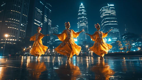 Urban Dance Performance at Night