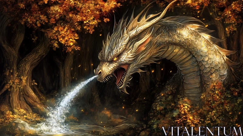 AI ART Fantasy Dragon in Enchanted Woods