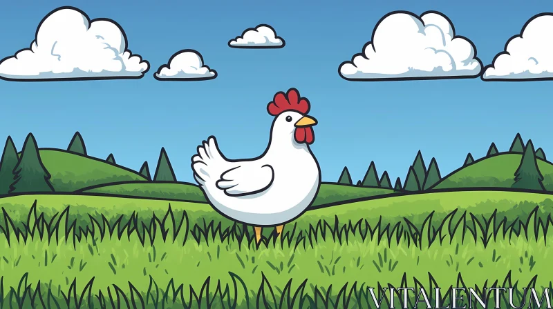 Whimsical Chicken Illustration AI Image