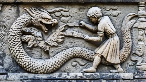 Stone Relief of Dragon Encounter