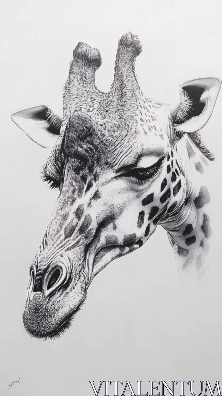 Giraffe Portrait Art AI Image