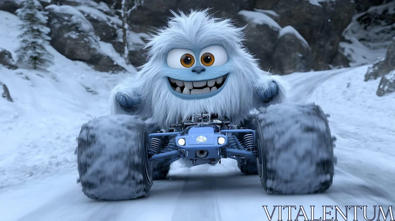 AI ART Fluffy Yeti Driving Monster Truck