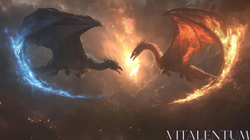 AI ART Dragons in Dueling Elements