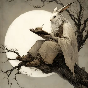 Lunar Reader: A Rabbit's Nighttime Tale