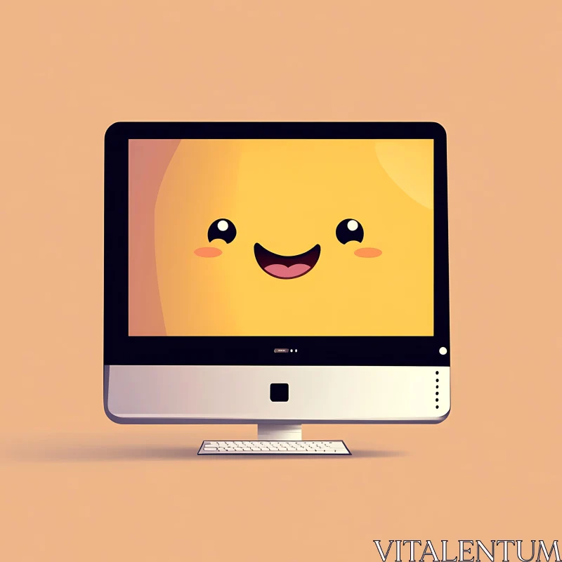 Happy Cartoon Desktop with Emoticon Face AI Image