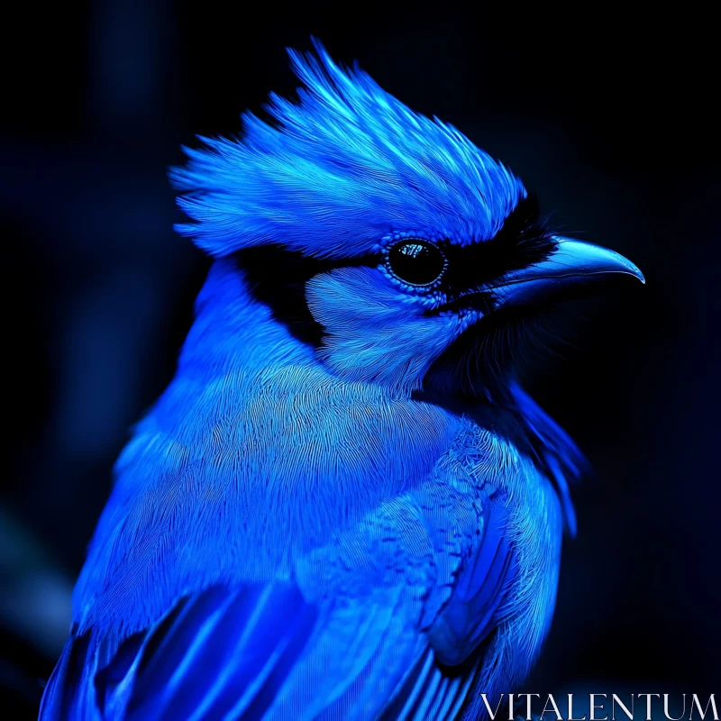 Striking Blue Jay in Shadow AI Image