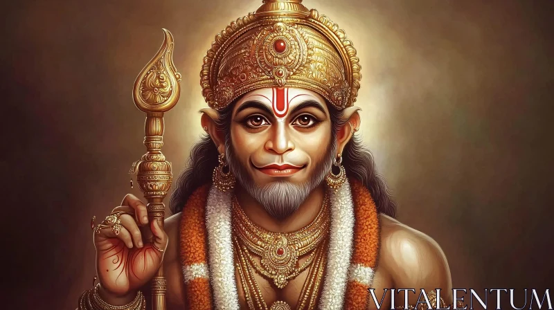 Golden Hanuman Portrait AI Image