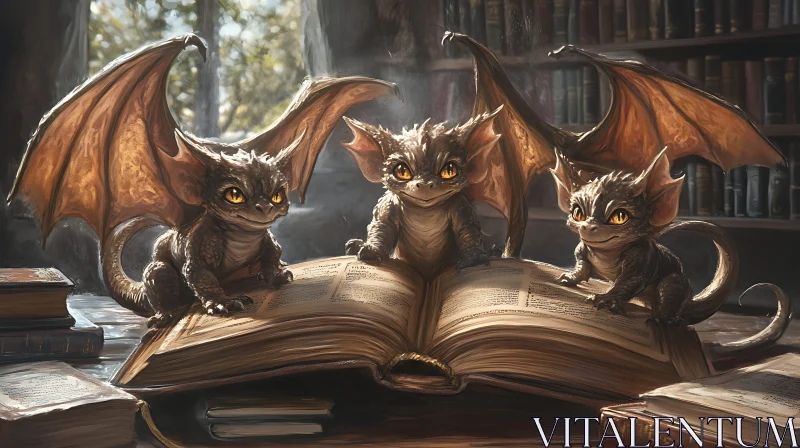 AI ART Three Dragons on a Book