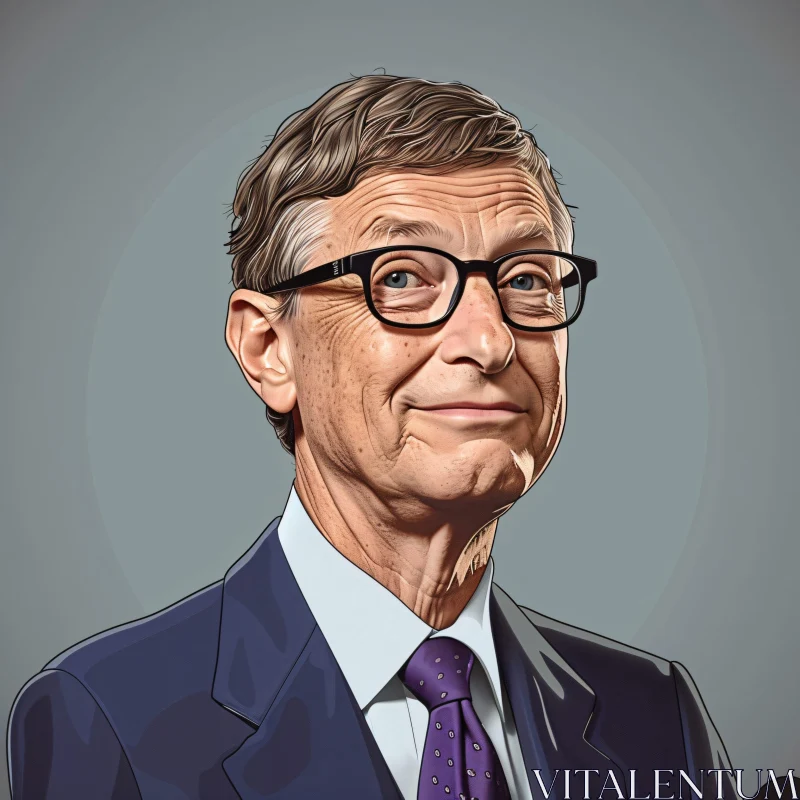 AI ART Illustrative Bill Gates Portrait with Glasses