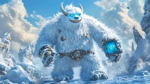 Futuristic Yeti with Mechanical Parts