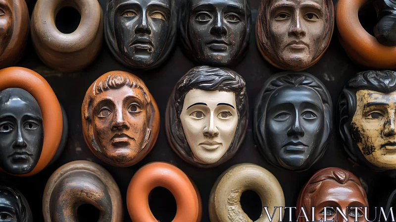 AI ART Sculpted Mask Collection Wall Decor