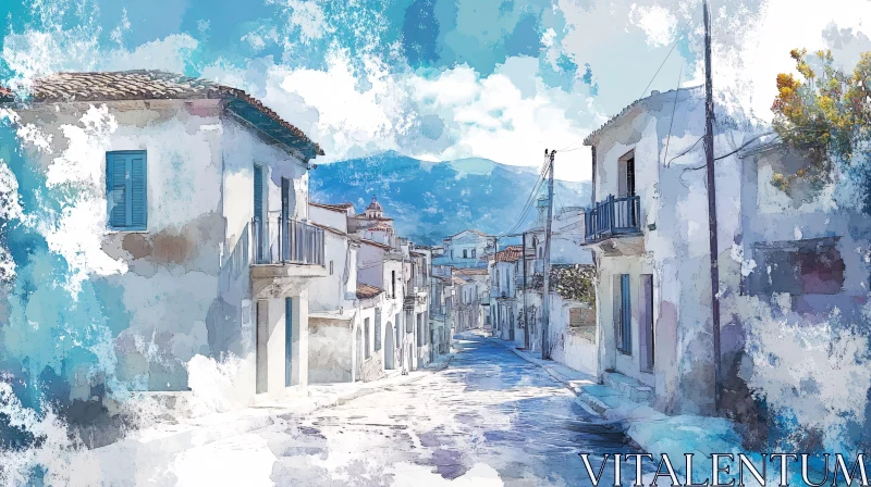 AI ART Picturesque Watercolor Townscape Illustration