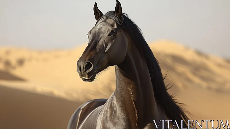 Elegant Stallion in Desert AI Image