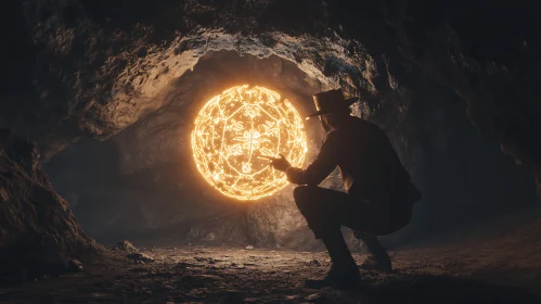 Glowing Orb in Cavern Scene