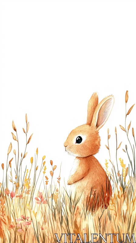 AI ART Charming Rabbit Illustration in Grass