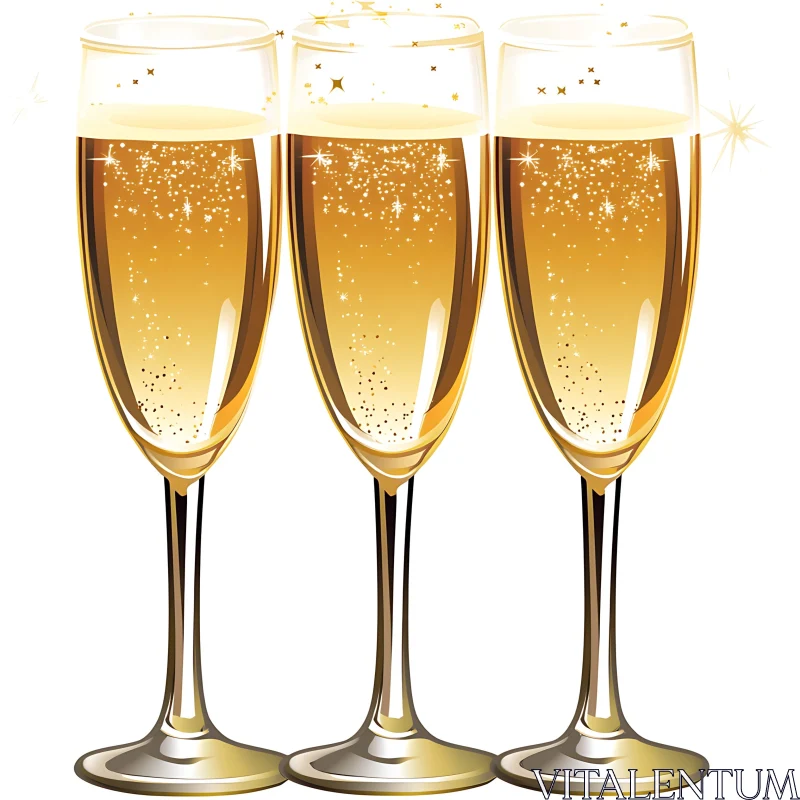 AI ART Sparkling Champagne Flutes Festive Design