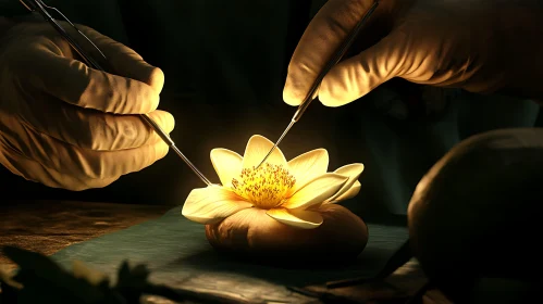 Floral Precision: Tweezers and Petals in Harmony