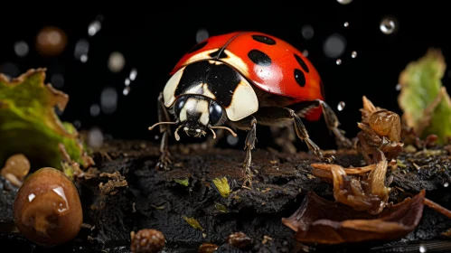 Bio-Art Ladybird by Water Droplets: A Journey into Dark Fairy Tales