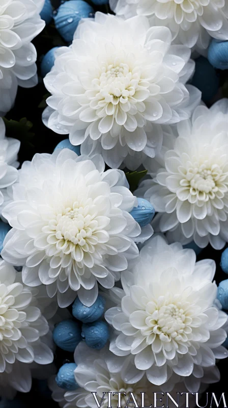 Blue and White Flowers: A Study in Subtle Color Gradients AI Image
