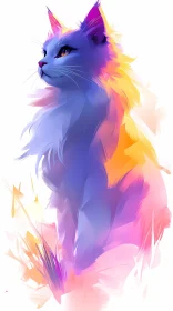 Colorful Digital Cat Art