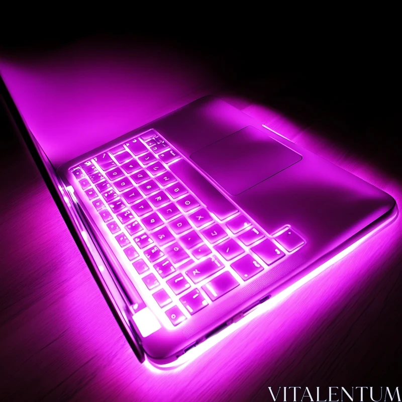 AI ART Glowing Pink Laptop Keyboard