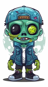 Cartoon Illustration of a Relaxed Zombie Boy