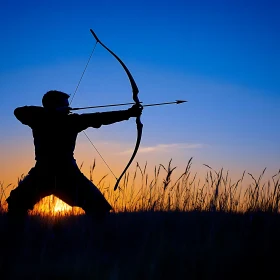 Silhouette Archer with Bow