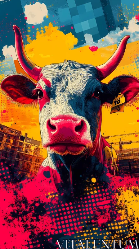 Vibrant Cow Pop Art AI Image