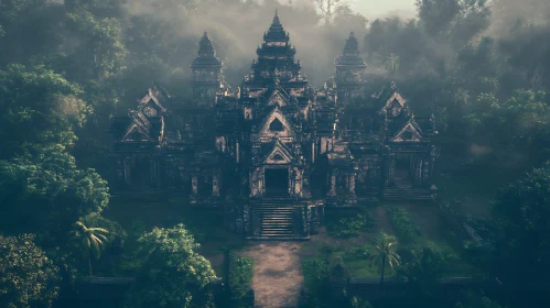 Mystical Temple Amidst Lush Greenery