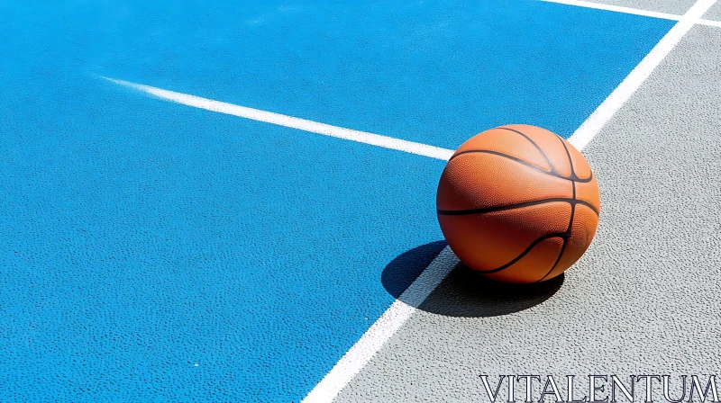 Basketball Resting on Court AI Image