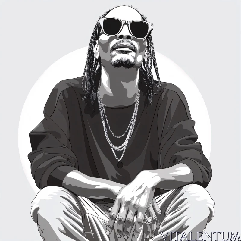 AI ART Stylish Monochrome Snoop Dogg Illustration