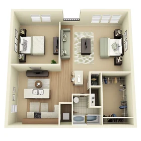 Architectural Rendering of Apartment Interior Design