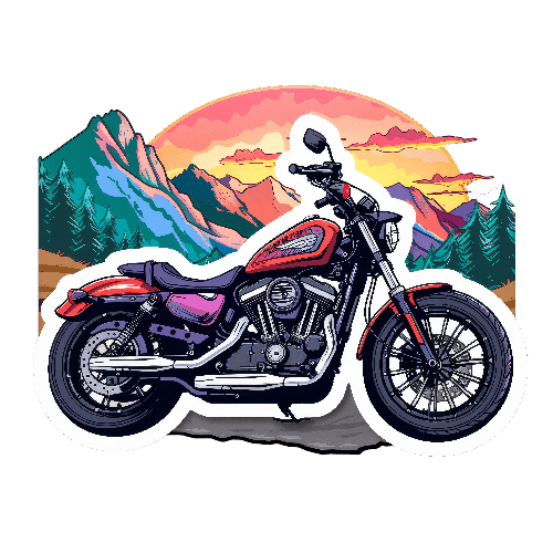 Harley-Davidson Sportster Against Mountain Sunset POD Design