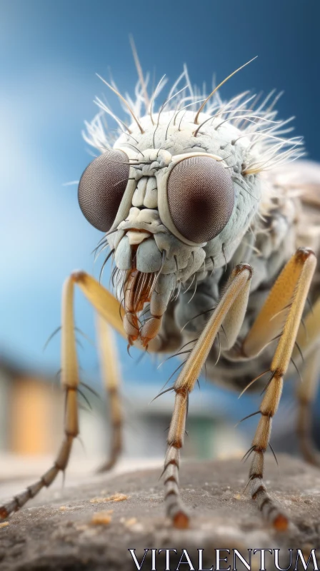 Intricate Close-Up of Fly in Surreal Urban Setting AI Image