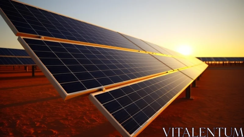 Solar Panels in the Desert at Sunset | Unreal Engine Rendered Image AI Image