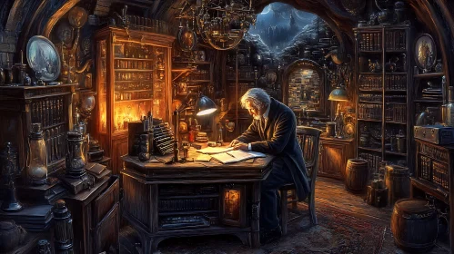 Man in Old-fashioned Study