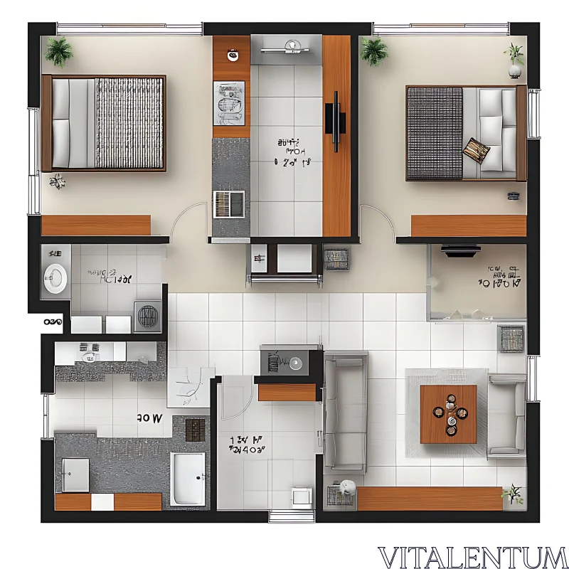 Compact Living Space Layout AI Image