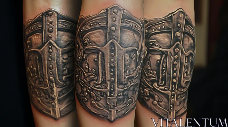 AI ART Detailed Gray Armor Tattoo Design