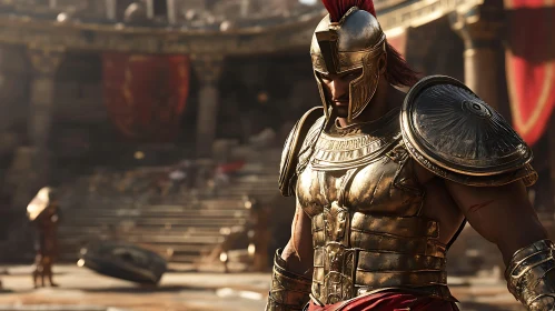 Golden Armored Warrior Portrait