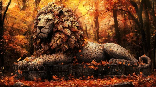 Autumnal Lion Statue