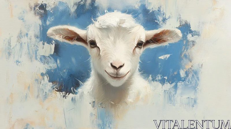 AI ART Gentle Goat Art in Serene Blue