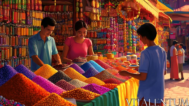 AI ART Colorful Spice Market Scene