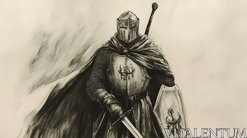 AI ART Armored Knight Drawing