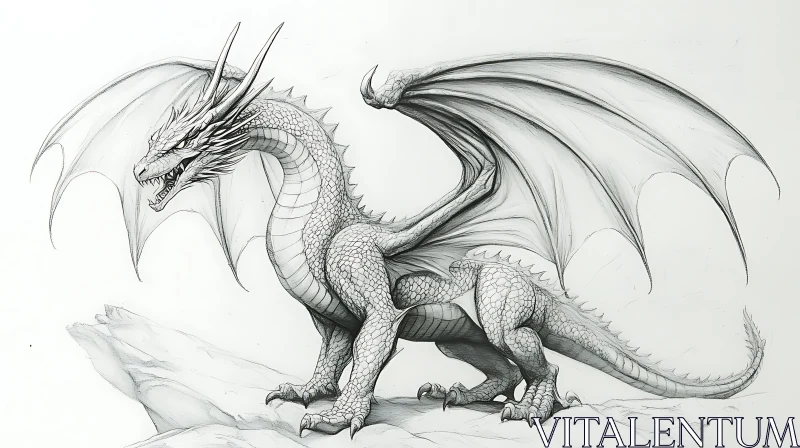 AI ART Detailed Dragon Sketch on White Background