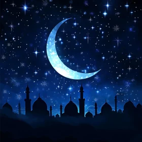 Starry Night Over Mosque: A Celestial Vision