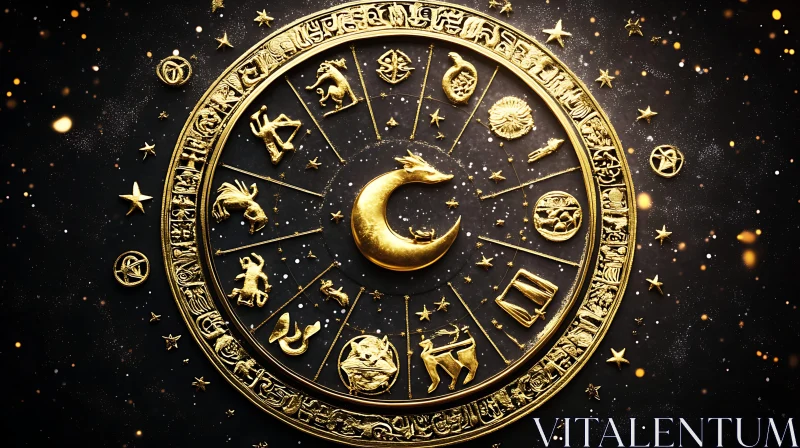 AI ART Astrological Zodiac Symbols in Gold