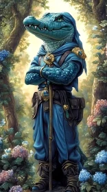 Mystical Anthropomorphic Reptile in Nature