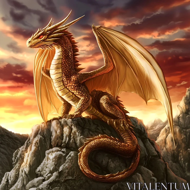 AI ART Dragon on Mountain Peak