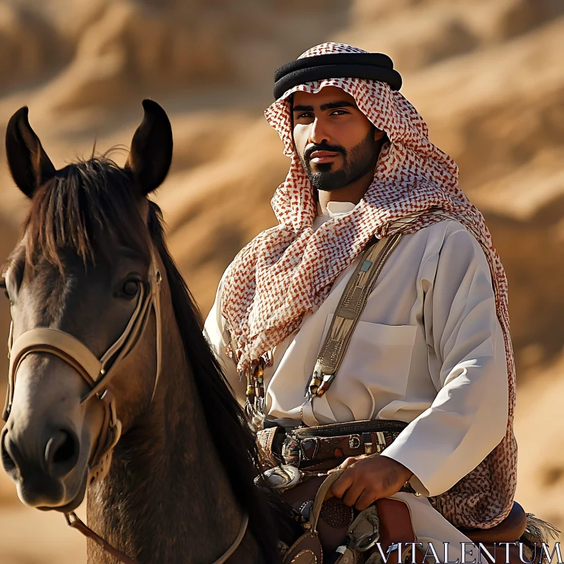 AI ART Arabian Horseman: Desert Sands and Tradition