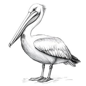 Monochrome Pelican Illustration